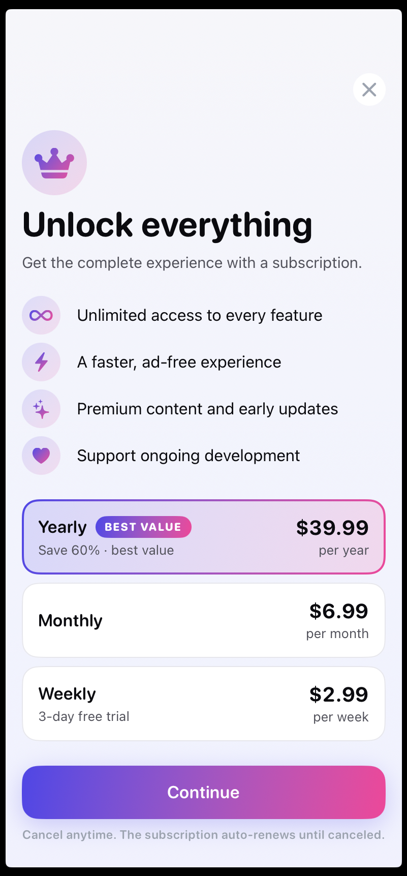 Cup Count — paywall / subscription